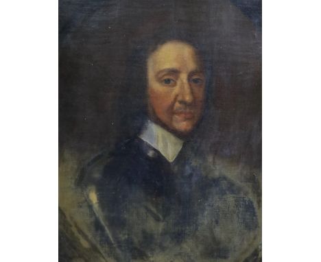   Follower of Samuel Cooper (1609-1672) Portrait of Oliver Cromwell, unfinished, oil on canvas 71 x 57cm
