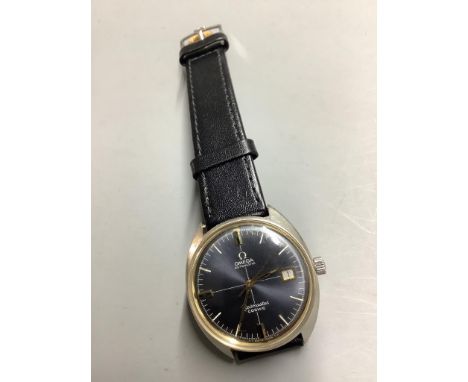   A gentleman's late 1960's stainless steel Omega Cosmic automatic wrist watch, on associated leather strap,case diameter 35m