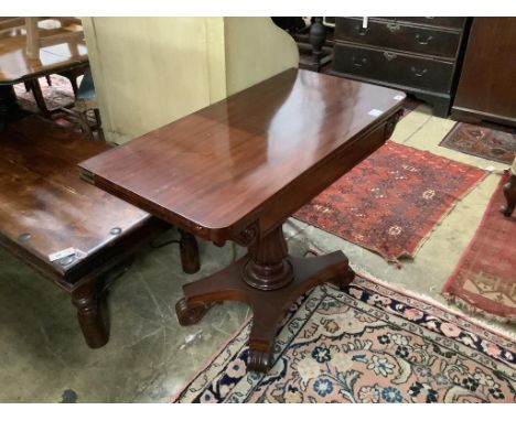   A William IV mahogany card table, width 97cm, depth 48cm, height 73cm