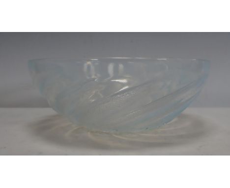 A Lalique Bowl, poisson design, fish with bubble base, marked R. LALIQUE, France, 9½in D 