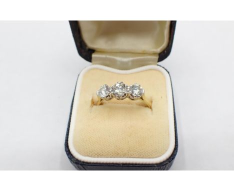 A Diamond three stone Ring claw-set graduated brilliant-cut stones, estimated total diamond weight 1.20cts, in 18ct white and