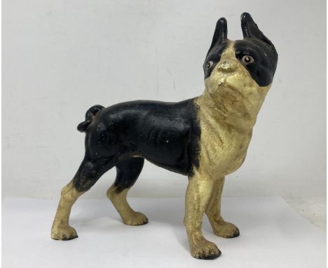 A cast iron Door Stop in the form of a French Bulldog marked Hubley 1916, 9 1/2in H x 8in L 