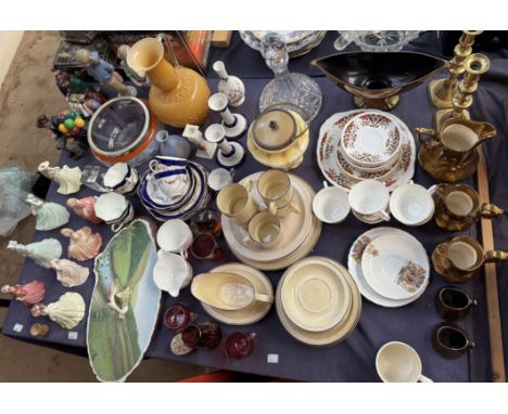 A large lot including Royal Doulton Figures of The balloon man and Silks and ribbons, a collection of Coalport lady figures, 