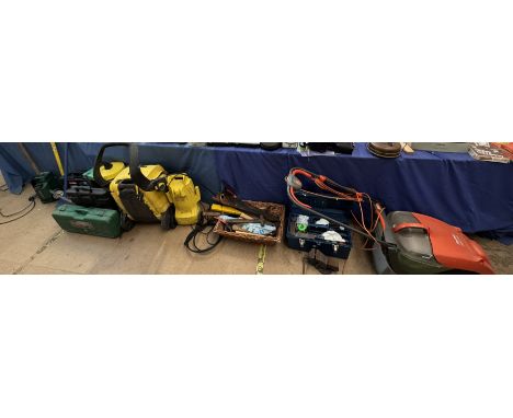 Karcher pressure washers together with an electric mower, tools,etc **please note all the tools are untested and therefore so