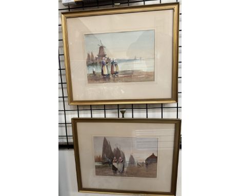 K Herdman-Smith ARWA"On The Quay, Volendam"WatercolourSigned and label verso25 x 34.5cmTogether with a companion, "Waiting fo