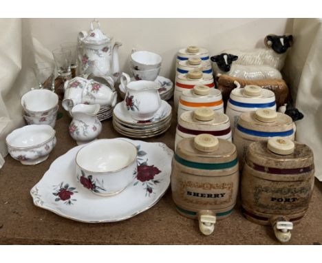 A Royal Albert Tranquility pattern part tea service together with a Sweet Romance part tea service, a collection of Wade spir