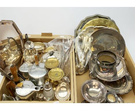 A selection of largely silver plate and other metal ware, to include a Walker and Hall silver plated four piece tea set, comp