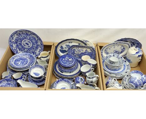 A large quantity of various blue and white ceramics, to include Spode Italian, eight bowls, one larger bowl, three tea cups, 