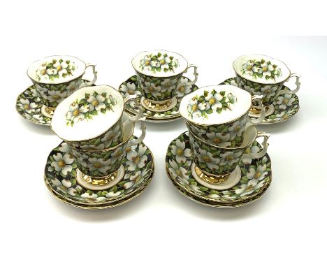 Royal Albert Provincial Flowers pattern tea wares, comprising seven teacups and eight saucers. (15).  - Condition Report 