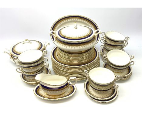 Paragon Stirling pattern dinner wares, comprising twelve dinner plates, eleven dessert plates, one side plate, twelve twin ha