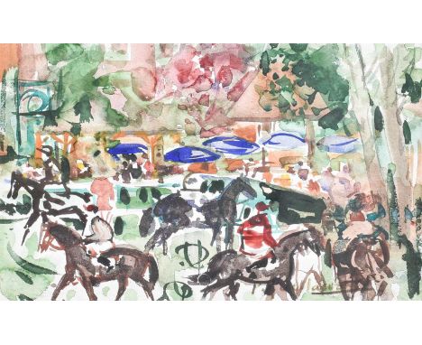 Pierre Gaillardot (1910-2002) French "The Parade Ring" Watercolour, 20cm by 29cm   Exhibited: Galerie du Carlton, Cannes acco
