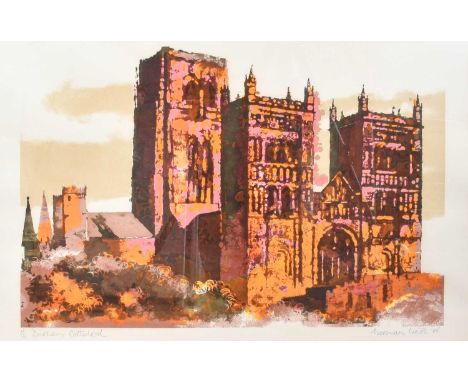 Norman Wade (20th Century)"Durham Cathedral"Signed and dated (19)68, inscribed and numbered 4/70, lithographic print, 46cm by