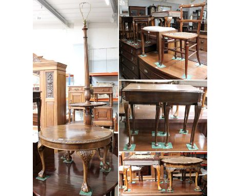 Assorted Furniture Including a Chippendale Style Walnut Veneered Coffee Table, carved detail, squat cabriole legs to ball &am