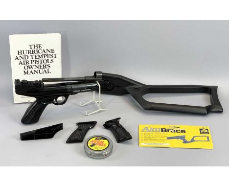 WEBLEY HURRICANE AIR PISTOL, with manual, .22 air pistol with aim brace, manual and a quantity of pellets