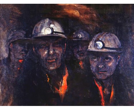VALERIE GANZ limited edition (32/75) print - head and shoulder portrait of four coal miners, signed, 36 x 45cms    