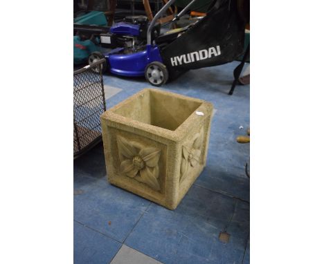 A Reconstituted Stone Square Garden Planter, 25.5cm 