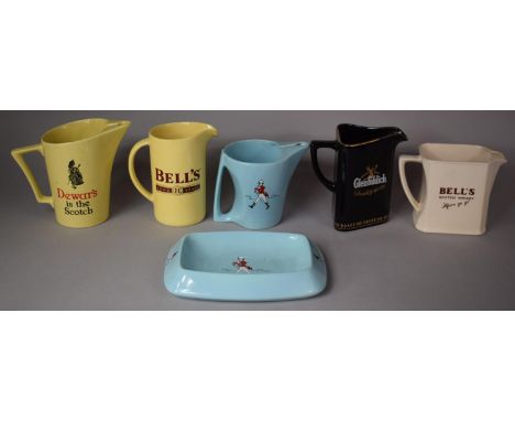 A Collection of Various Advertising Jugs to include Wade Johnny Walker Jugs and Ashtray, Bells Scotch Whisky, Glenfiddich, De