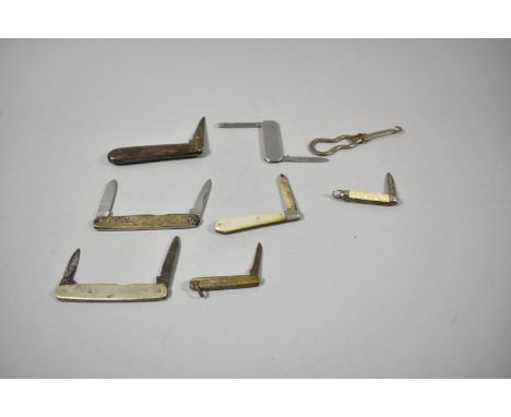 A Collection of Vintage Pocket and Fruit Knives to Include Silver and Mother of Pearl Cased Examples 