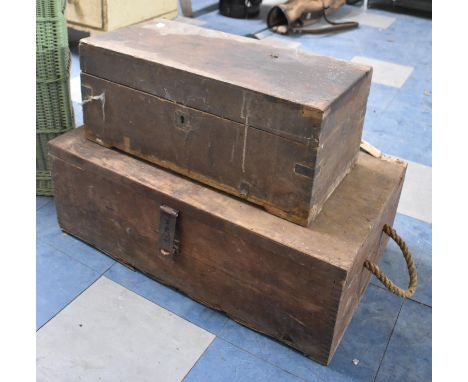 Two Vintage Wooden Toolboxes, The Largest 71cm Wide 