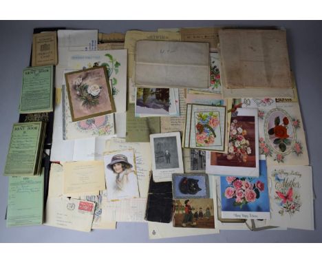 A Collection of Various Printed Ephemera to Include Vintage Passports and Driving Licences, Rent books, Greetings Cards, Maps