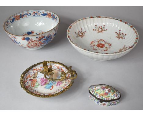 A Collection of 18th/19th Century Chinese Ceramics to Include Export Footed and Reeded Bowl, Imari Bowl (Restored), Gilt Meta