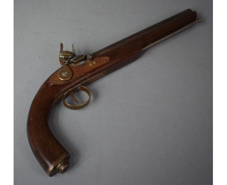 A Reproduction Brass Model of Flintlock Pistol, 43cm long 