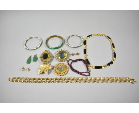 A Collection of Vintage Enamelled Bangles, Brooches, Necklace etc 