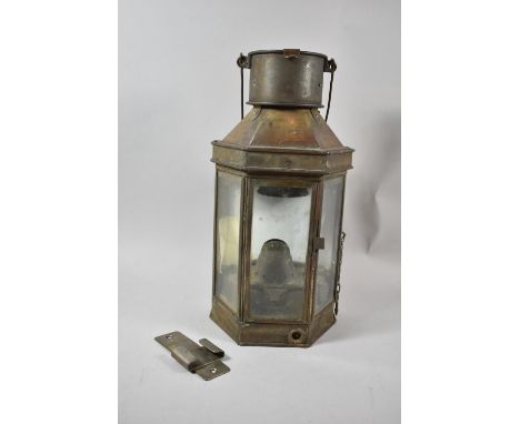 A Late 19th/Early 20th Century Glass Ships Lantern Stamped Bullpitt, Birmingham; with Angle Glazed Front, Original Burner, Wi