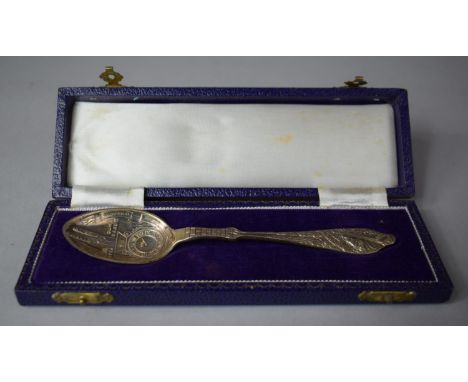 A Cased Silver Birth Spoon, June 1884, 20 inches , 9lbs 2oz, Edward Carter 