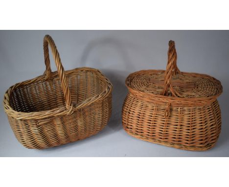 Two Vintage Wicker Shopping Baskets, 38cm Wide 