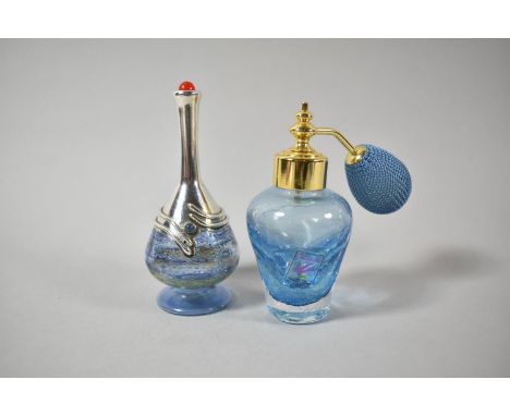 A Caithness Glass Atomiser and a Studio Glass Scent Bottle with Overlaid Silver 