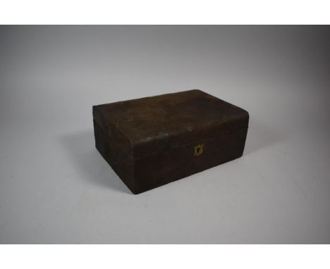 A Vintage Suede Covered Rectangular Work Box, Missing Inner Tray, 25.5cm wide 