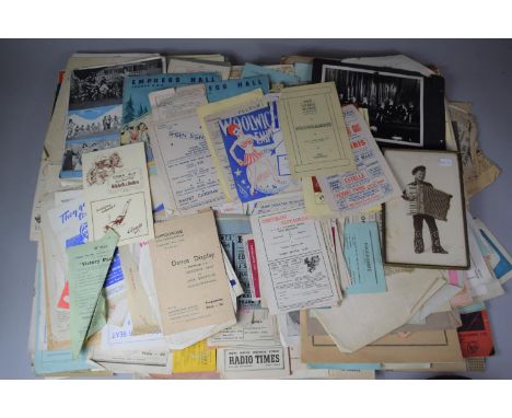 A Collection of Various Vintage Theatre Programmes, Newspaper Cuttings, Sheet Music, Vintage Photographs etc 