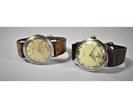 Two Vintage Wrist Watches, Helvetia and Goupilles Ancre with Leather Straps and Swiss Movements, Both Working Order