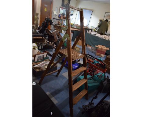 A Vintage Four Step Wooden Decorator's Stepladder 
