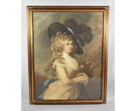 A Large Framed Print, "Portrait of Georgiana, Duchess of Devonshire" by Thomas Gainsborough, 69cm high 