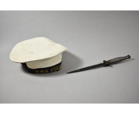 A WWII Commando Dagger, The Crossguard Stamped with War Department Arrow and No. B2, Blade Lost Tip Together with a Royal Nav