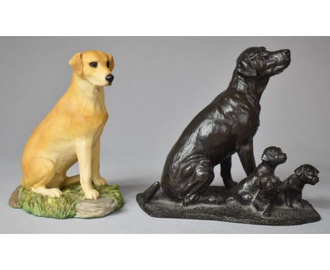 An Aynsley Mastercraft Golden Retriever and a Resin Model of Retriever with Pups 