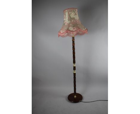 A Modern Brass Mounted Standard Lamp and Shade 
