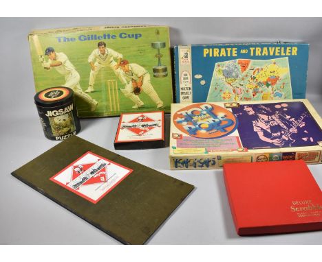 A Collection of Vintage Board Games to Include Pirate and Traveller, The Gillette Cup, Top of the Pops, Monopoly and Scrabble