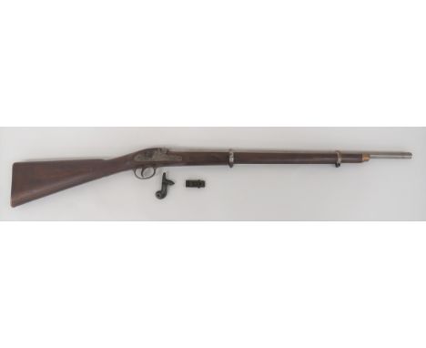 1856 Pattern Enfield Two Band Percussion Rifle.577, 30 inch, rifled barrel.  Sights not fitted.  Military pattern lock plate 