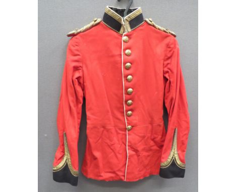 Edwardian Indian Army Officer's Scarlet Dress Tunicscarlet cloth, single breasted tunic.  High black collar with gilt braid e