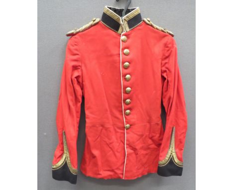 Edwardian Indian Army Officer's Scarlet Dress Tunicscarlet cloth, single breasted tunic.  High black collar with gilt braid e