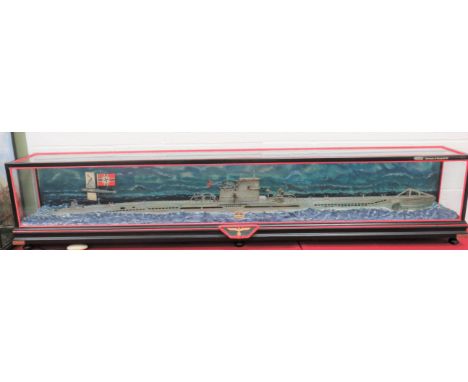German U-Boat U47 Diorama65 inch model of U47 in rough sea base.  Various German figures to the deck of the U-boat.  Battery 