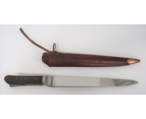 19th Century Anglo Indian Kard Dagger10 3/4 inch, single edged, heavy set blade.  Steel ferrule.  Polished checkered wood sla