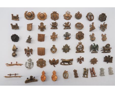 50 x Other Ranks Collar Badgesincluding brass DCLI ... Brass Vic crown Bays (brooched) ... Brass KC Northamptonshire ... Bras