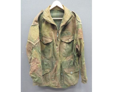1943 Dated Airborne Dennison Smockgreen, brown and tan, half zip front smock.  Patch chest and lower pockets, all with brass 
