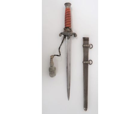 German Third Reich Army Officer's Dagger By W.K.C. Solingen10 inch, double edged blade.  The top with maker "W.K.C. Solingen"