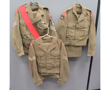 Three Bedfordshire & Hertfordshire 1949 Pattern Battledress Jacket And Trousersconsisting khaki woollen, single breasted, ope