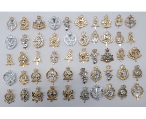 50 x Anodised Corps Cap Badgesincluding QC Royal Monmouthshire RE ... QC Intelligence Corps ... QC Royal Military Police ... 